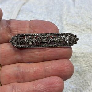 Elegant Marcosite Sterling Silver Brooch